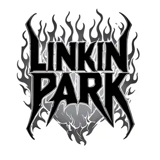 Linkin Park lettering with flames tattoo design idea