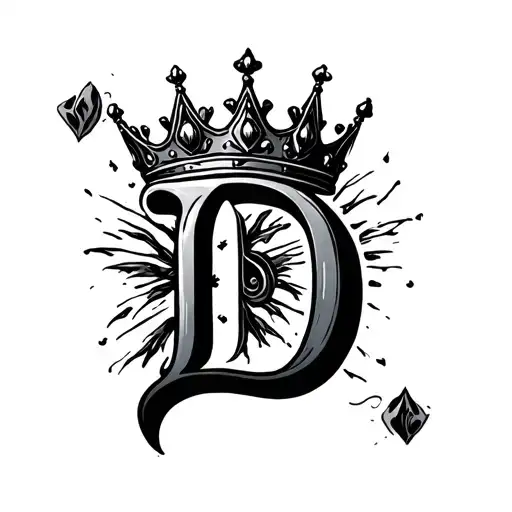 letter D with a crown  tattoo design idea