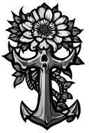 skull flower cross anchor stained glass tattoo design idea