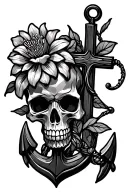 skull flower cross anchor stained glass tattoo design idea