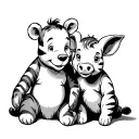 winnie the pooh tigger piglet and eeyore sitting alone tattoo design idea