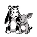 winnie the pooh tigger piglet and eeyore sitting alone tattoo design idea