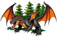 Skyrim dragons with trees tattoo design idea