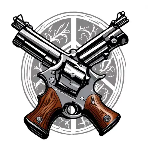 crossed peacemaker revolvers  tattoo design idea