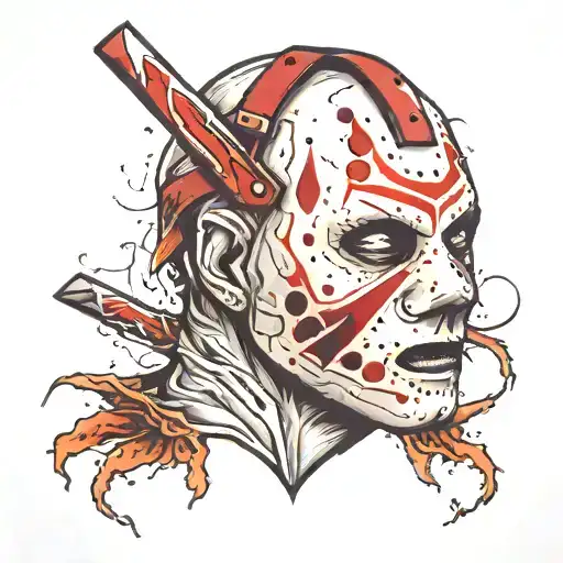 bloody Jason mask tattoo design idea