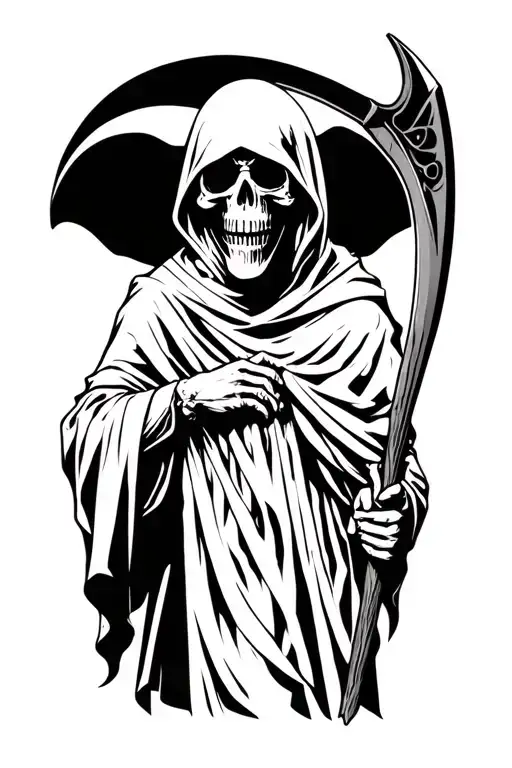 simple grim reaper holding a scythe tattoo design idea