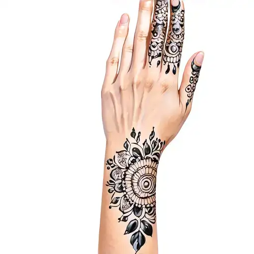 HENNA STYLE HAND tattoo design idea