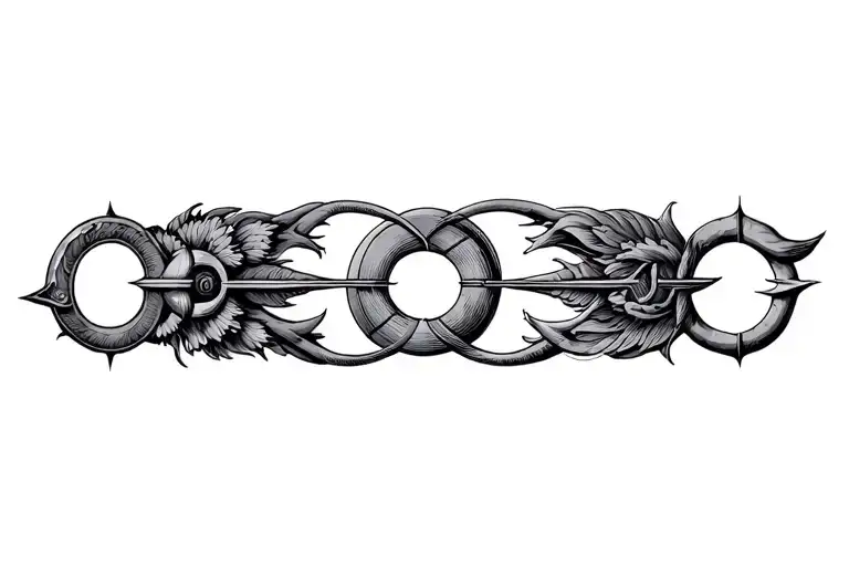 Aquarius, Sagittarius and Libra symbol intertwined tattoo design idea