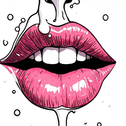 lips right side, milk on tongue  tattoo design idea