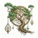tree of life surrounded by a DNA chain tattoo design idea