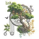 tree of life surrounded by a DNA chain tattoo design idea