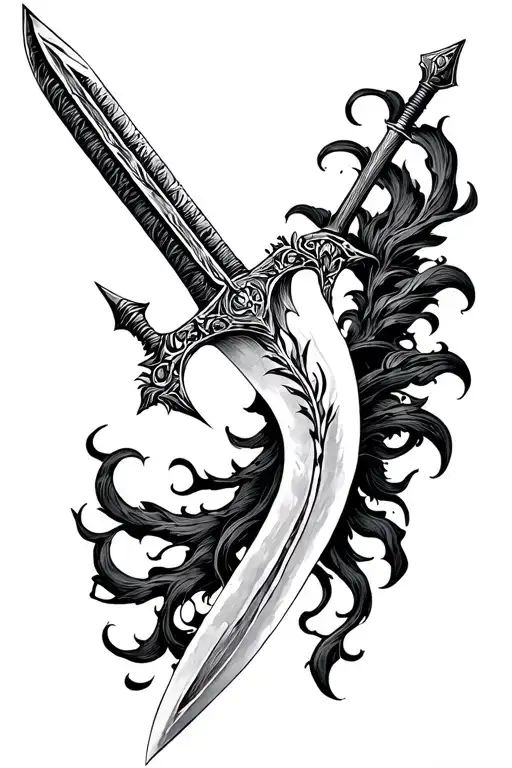 sword going down the spine  tattoo design idea