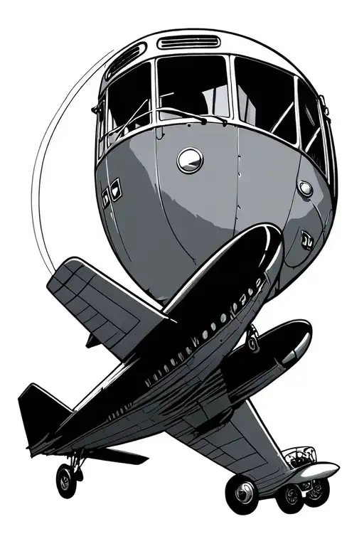 vintage bus airplane tattoo design idea