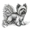 Yorkshire terrier angel wings tattoo design idea