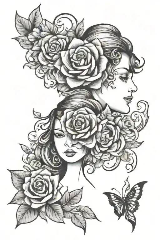 mother daughter matching tattoo design idea