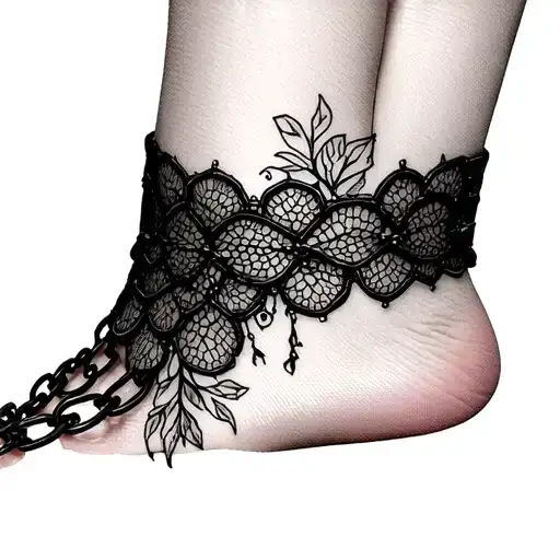 bramble lace chain ankle bracelet tattoo design idea