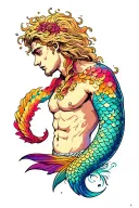 Gay Merman long tail tattoo design idea