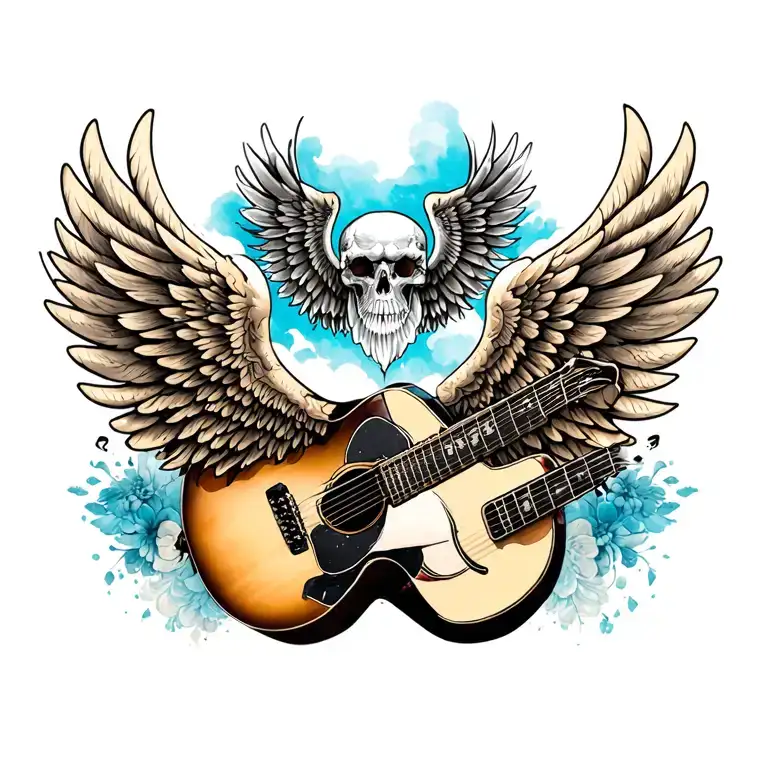 wings and guitar tattoo designs embedded within tattoo design idea