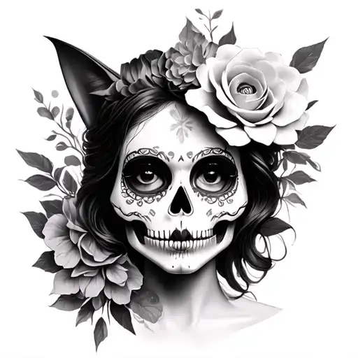 catrina 3d tattoo design idea