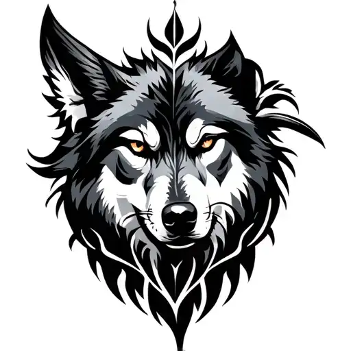 elegant but tribal design will and raven and wolf tattoo design idea