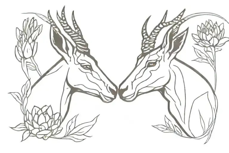 springbok head and proteas tattoo design idea