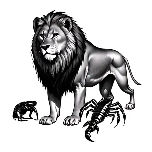 lion, lone wolf, egal,and scorpion  tattoo design idea