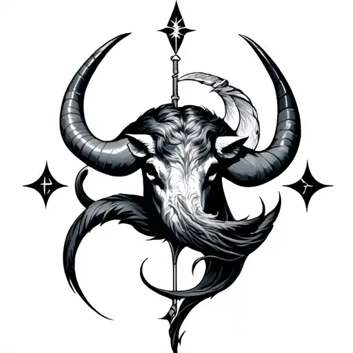 Sagittarius Taurus Pisces symbols integrated tattoo design idea