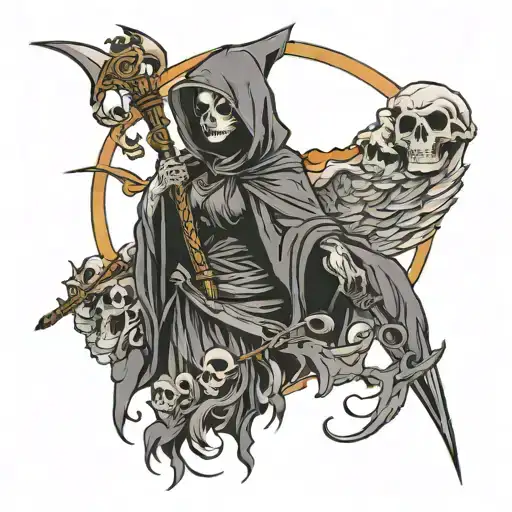 grim reaper chick tattoo design idea