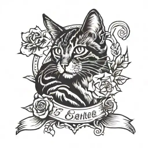 Memorial tattoo for friend who loves cats with a handwritten note.  tattoo design idea