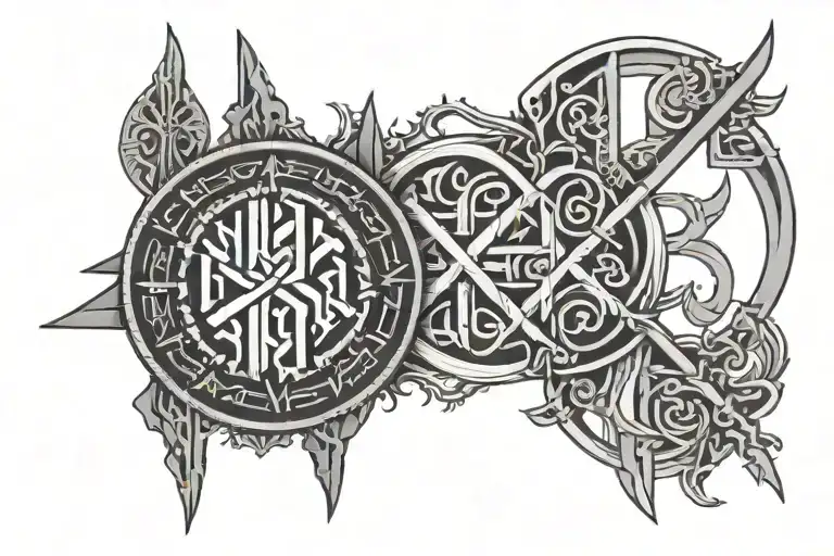 Goth Viking runes tattoo design idea