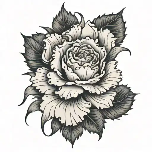 carnation flower, dragon wrapped tattoo design idea