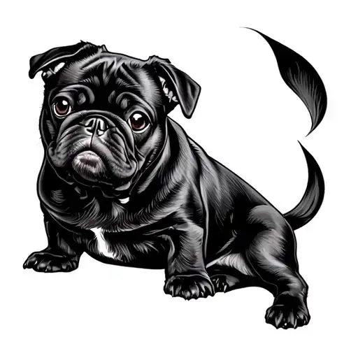 black pug dog tattoo design idea