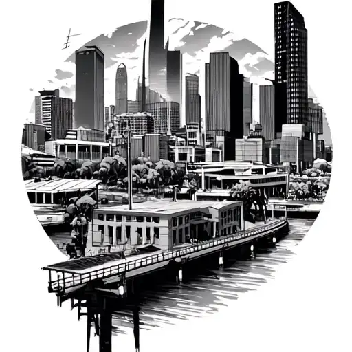 Melbourne Australia apocalyptic city landscape comic style tattoo design idea