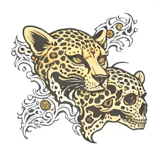cheetah print skulls tattoo design idea