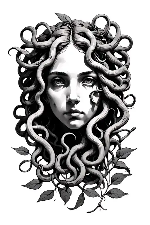 medusa with olive branch representing a different tattoo design idea