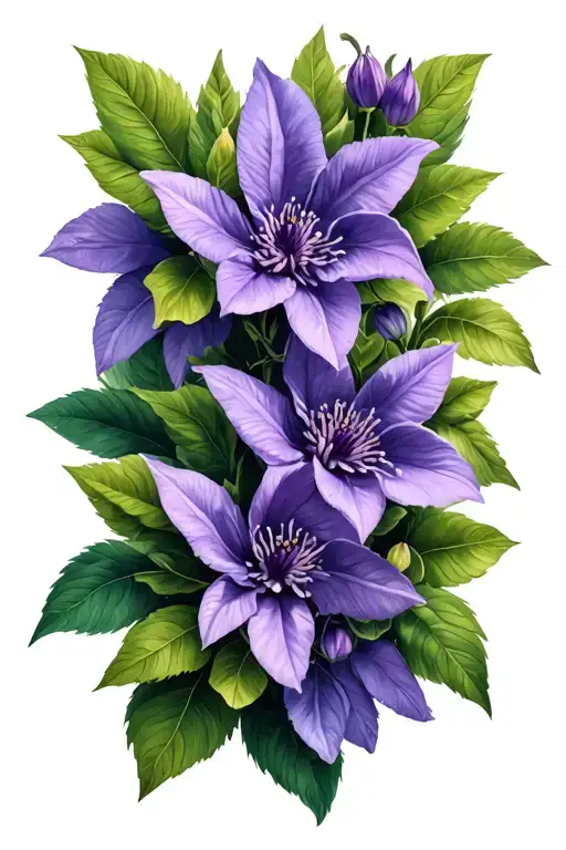 clematis flowers intertwined tattoo design idea