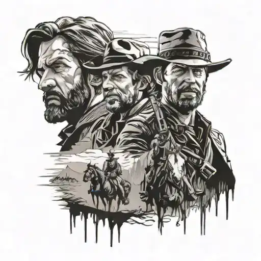 red dead redemption 2 inspired scene tattoo design idea