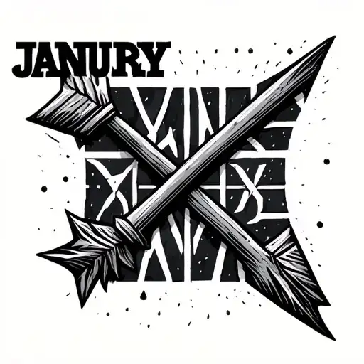 an arrow with january 2024 in roman numerals inside the arrow tattoo design idea