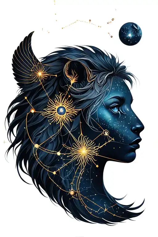 virgo, Sagittarius, Aquarius, Leo constellation tattoo design idea