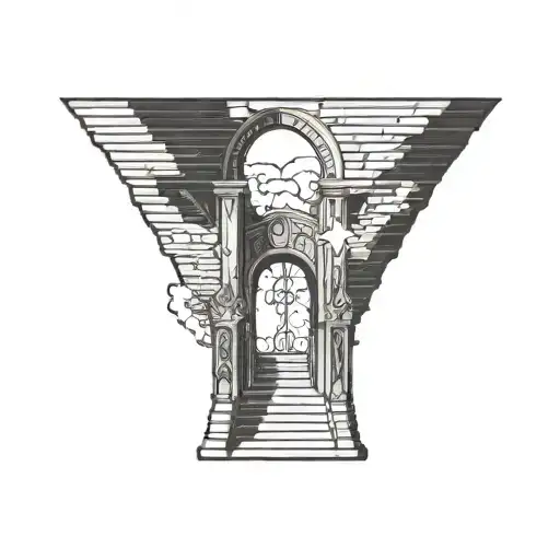 stair way to heaven gates tattoo design idea