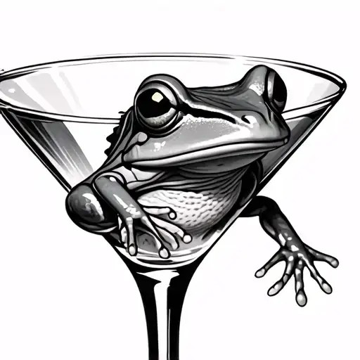 frog in a martini glass tattoo design idea