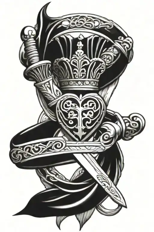 Claddagh ring on a sword tattoo design idea