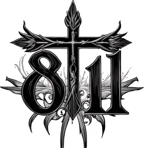 Romans 8:11 with cross above tattoo design idea