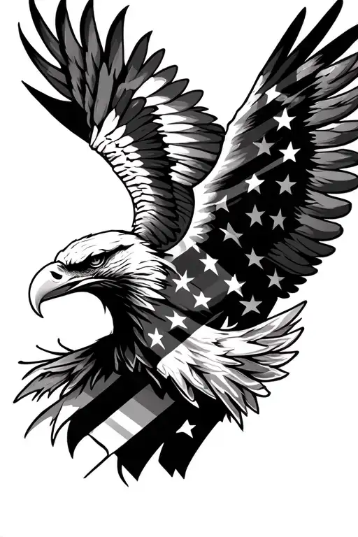 distressed American flag eagle head tattoo design idea