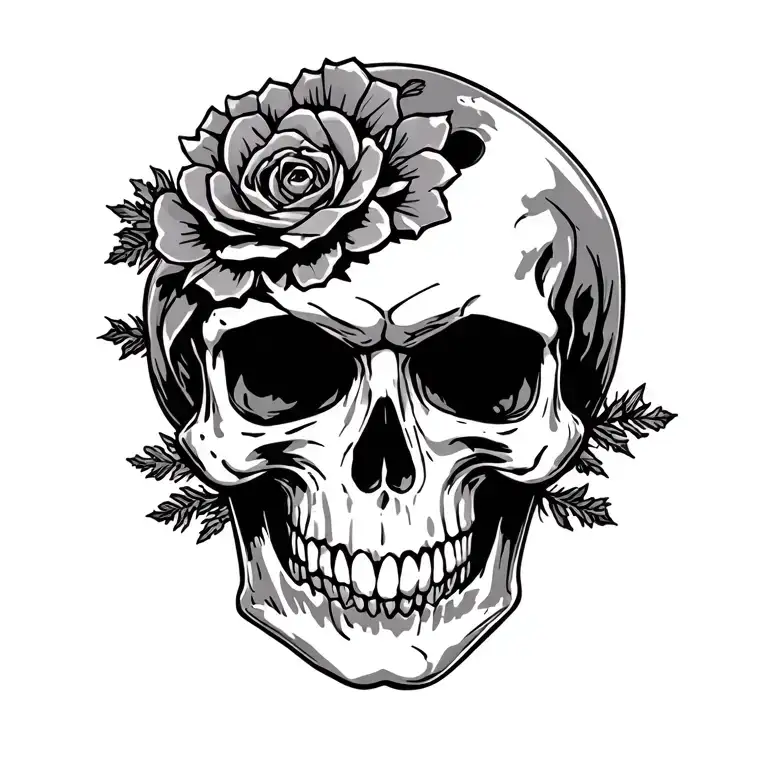 skull and skiing tattoo design idea