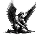 angel with a kneeling soldier  tattoo design idea