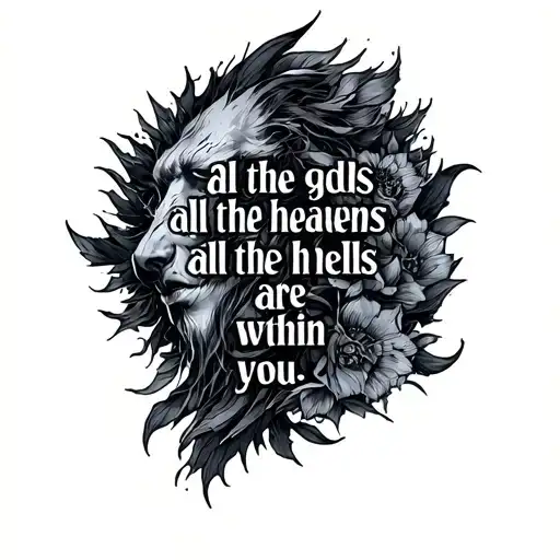the quote all the gods all the heavens all the hells are within you  tattoo design idea
