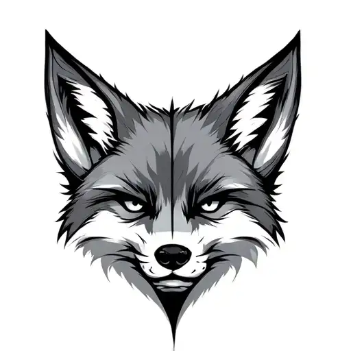 Half -fox man face tattoo design idea