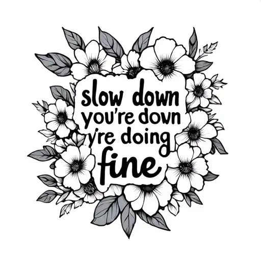 Postage stamps floral "slow down you're doing fine" tattoo design idea