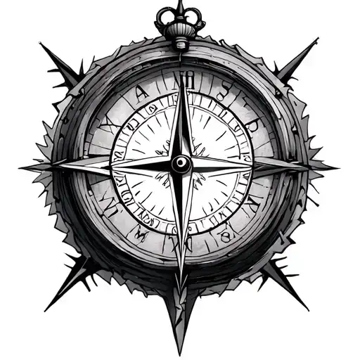 Half Compass Half Clock tattoo design idea